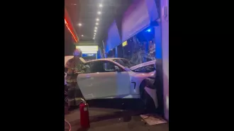 Customers at a Melbourne restaurant had a close call when a car crashed into the building.