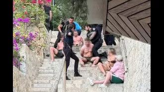 Eight British men were taken into custody after a large brawl broke out at a restaurant in Majorca during a stag party.