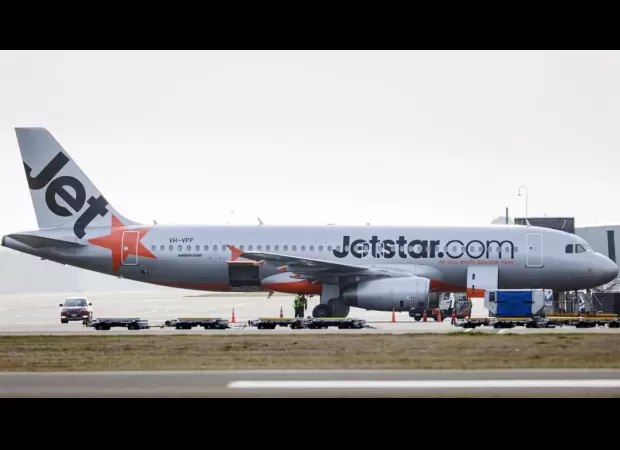 Plane goes off runway because of steering issue.