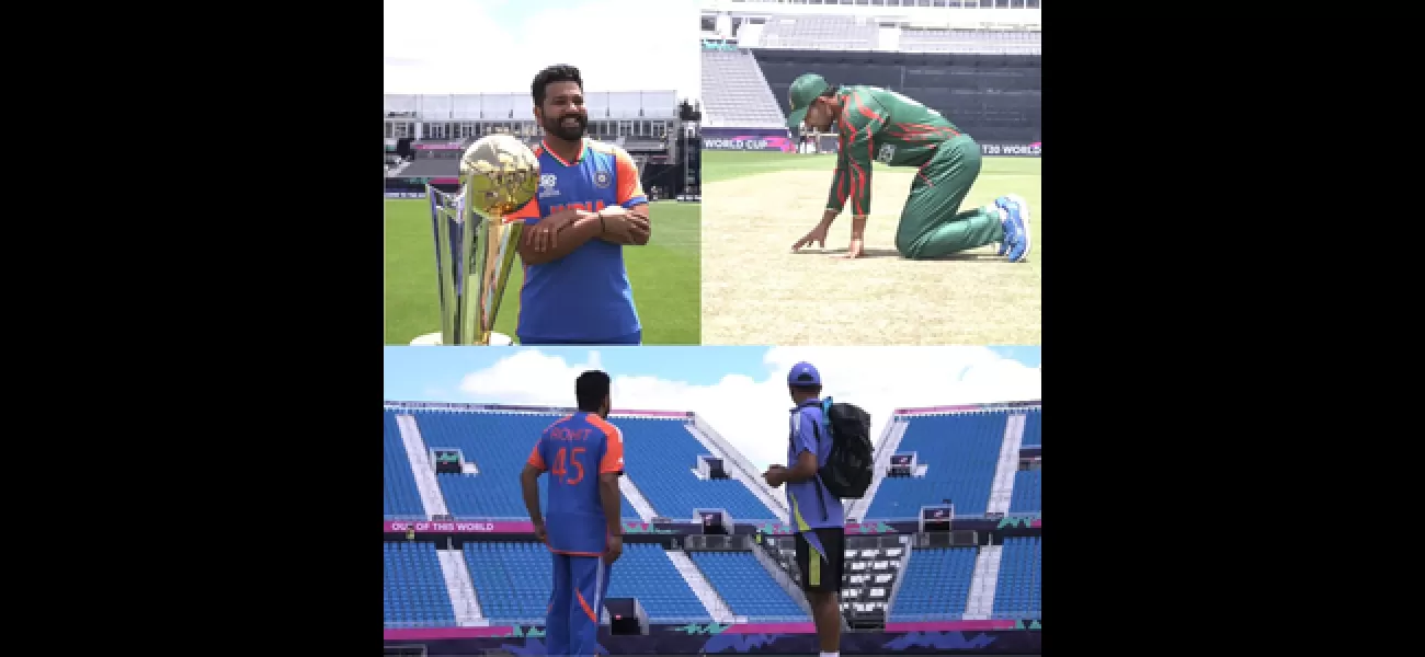 Rohit and Shanto take a leisurely walk at New York Stadium ahead of T20 warm-up match.
