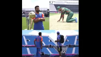 Rohit and Shanto take a leisurely walk at New York Stadium ahead of T20 warm-up match.