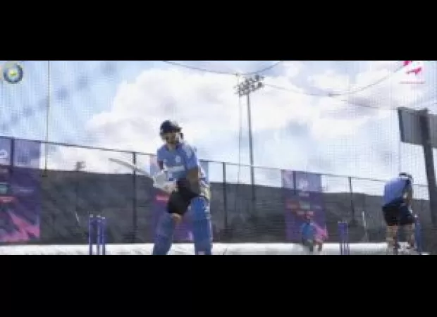 Indian cricket team trains hard before warm-up match for T20 World Cup.