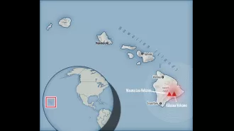 New map depicts Hawaiian volcanoes amid current eruption, the first in over four decades.
