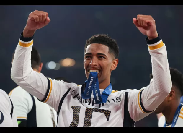 Bellingham wins award after Champions League success, beating out Haaland and Messi.