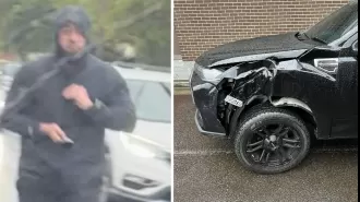 Man filmed in violent road rage incident with weapon visible 

Video shows man wielding knife in shocking road rage attack.