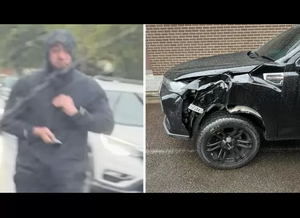 Man filmed in violent road rage incident with weapon visible 

Video shows man wielding knife in shocking road rage attack.