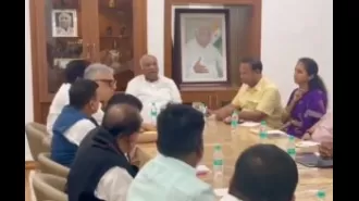 Meeting at Kharge's home to discuss potential government formation in INDIA bloc.