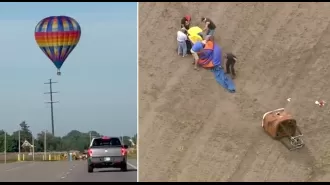 Three people were injured after hot air balloon hit power lines