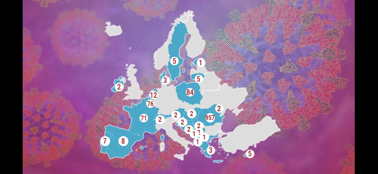 A recent map displays areas with high incidences of measles following multiple outbreaks throughout Europe.