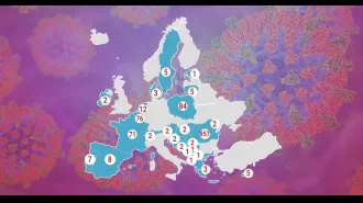 A recent map displays areas with high incidences of measles following multiple outbreaks throughout Europe.