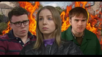Belle Dingle is scared by Tom King's assault while a fire breaks out after their unexpected kiss.