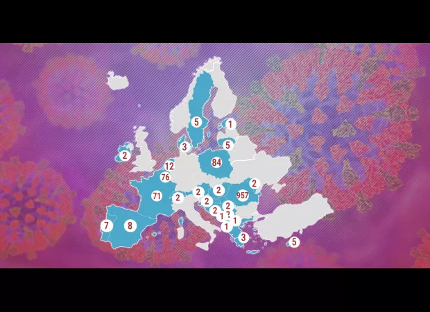 A recent map displays areas with high incidences of measles following multiple outbreaks throughout Europe.