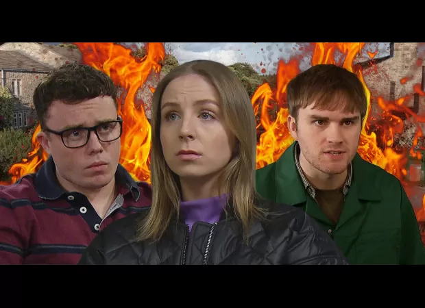 Belle Dingle is scared by Tom King's assault while a fire breaks out after their unexpected kiss.