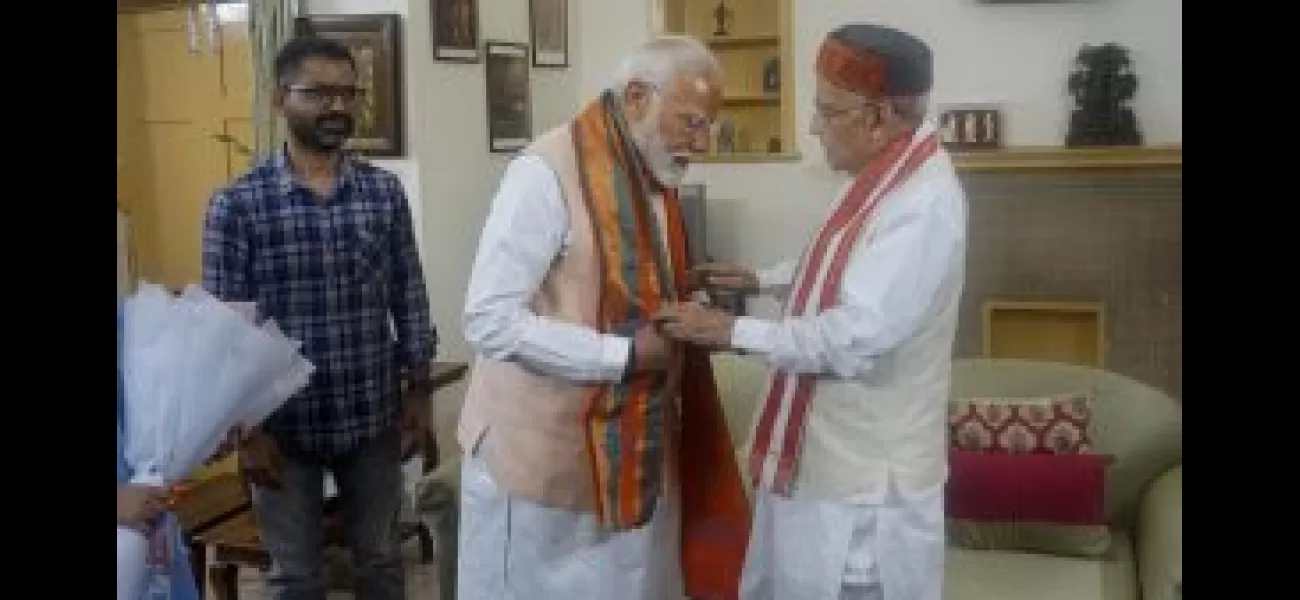 PM Modi meets with senior BJP leaders Advani and Joshi before taking oath for third term as prime minister.