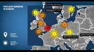 Map shows Europe's nations with the highest number of nuclear bunkers.