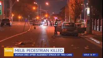 Melbourne pedestrian dies in apparent collision with two cars.