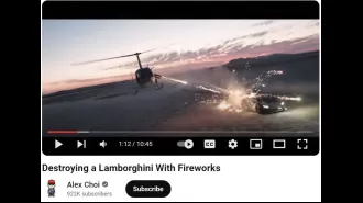 YouTuber faces legal action for filming firework display on a helicopter and targeting a Lamborghini.