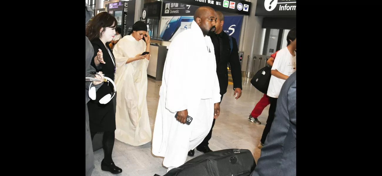 Kanye West and Bianca Censori make a bold fashion statement as they land in Japan.