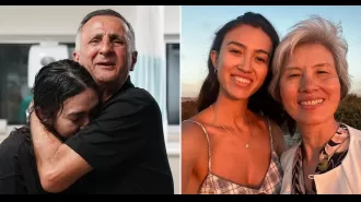 Israeli hostage arrives in Gaza on motorbike and is joyfully reunited with loved ones.