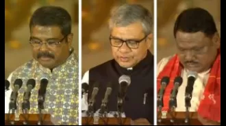 Pradhan, Oram, and Vaishnaw sworn in as Cabinet ministers in Modi's third term.