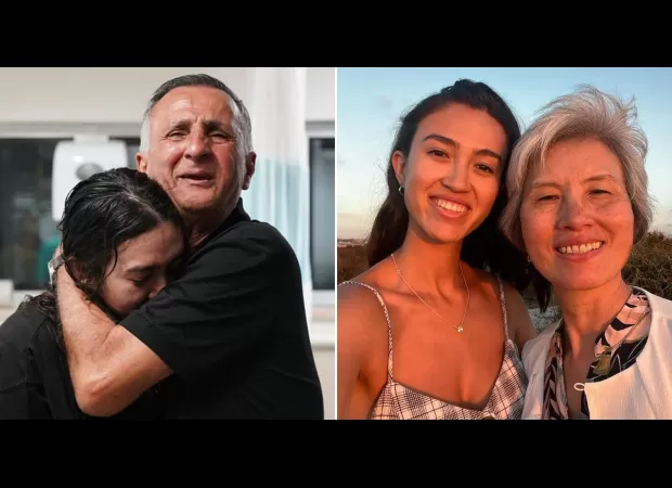 Israeli hostage arrives in Gaza on motorbike and is joyfully reunited with loved ones.