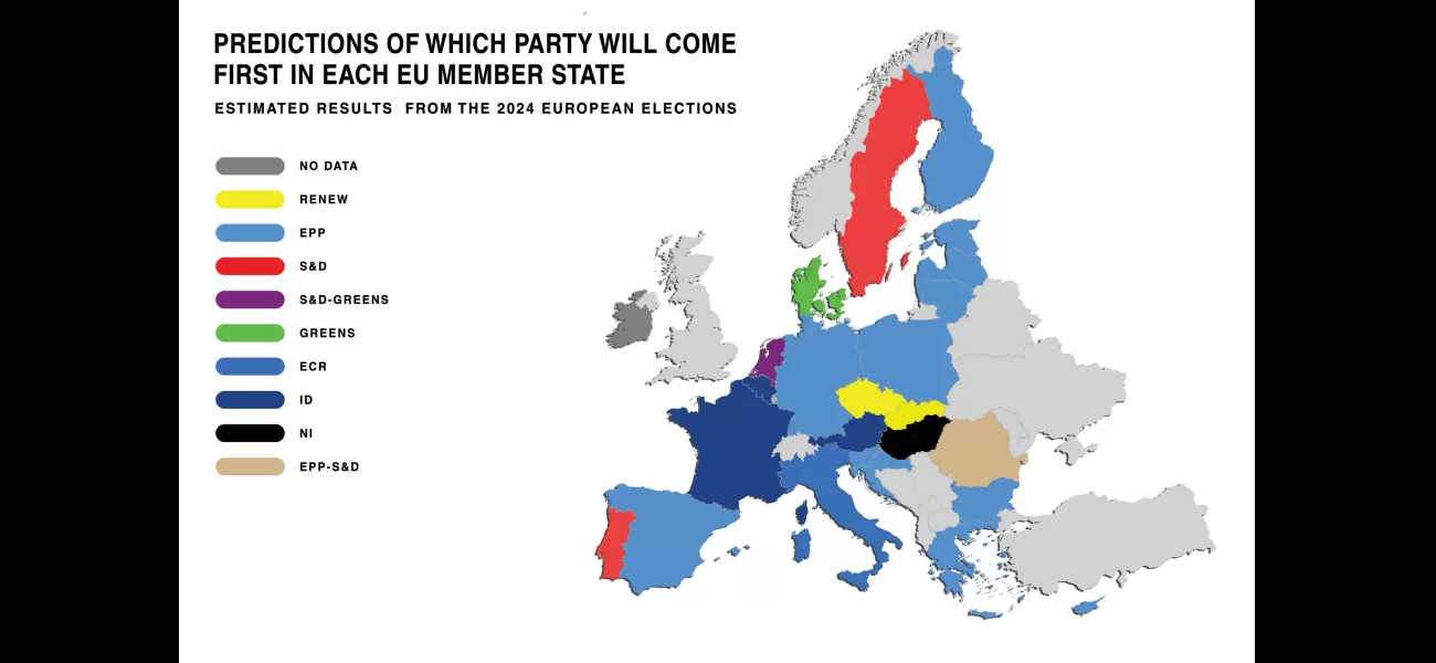 A map displays the extent of far-right support in Europe following EU elections.