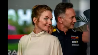 Geri Horner uses her maiden name amidst husband's sexting controversy.