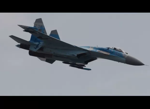 Ukrainian warplane successfully targets and hits Russian forces, striking at Putin's command in a direct hit.