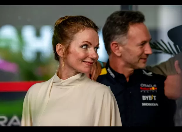 Geri Horner uses her maiden name amidst husband's sexting controversy.