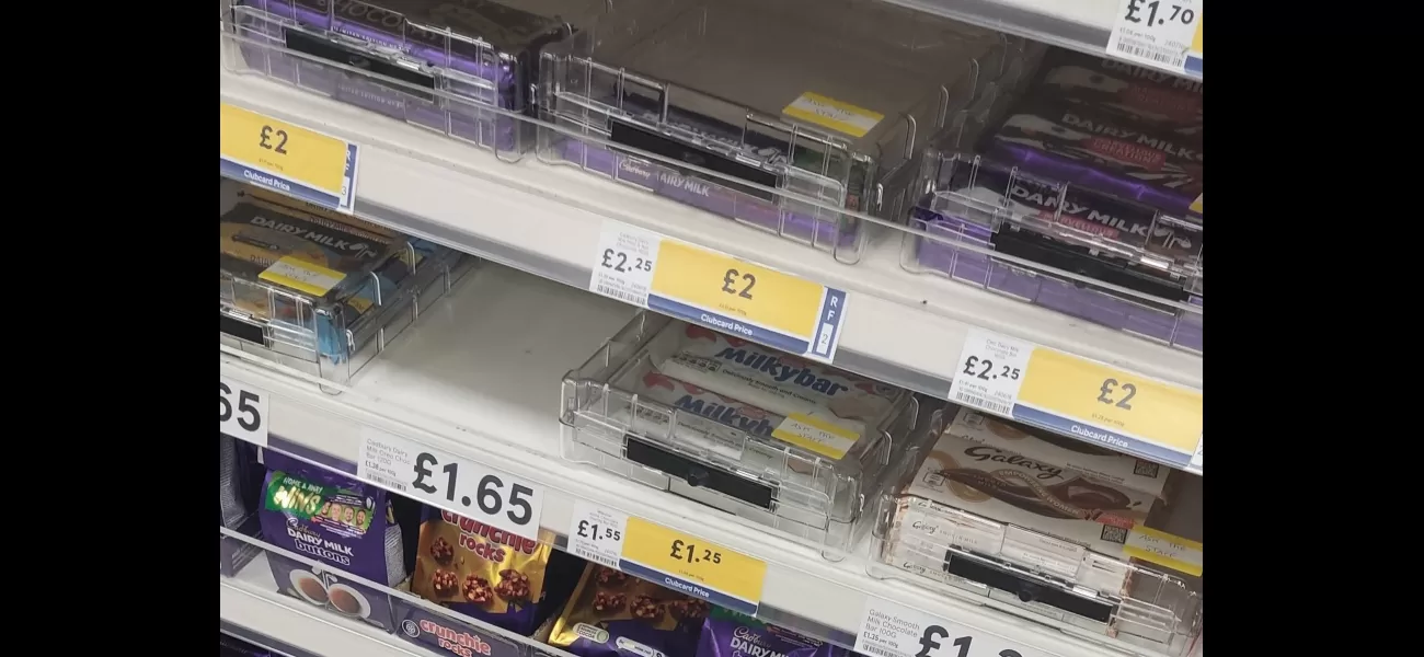 Tesco stores are keeping a £2.25 chocolate bar locked up, showing how expensive it is.