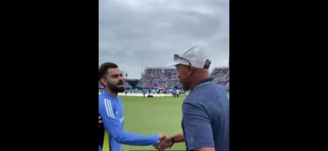Kohli, Yuvraj, and Bumrah meet NBA legend John Starks after India's victory over Pakistan in T20 World Cup.