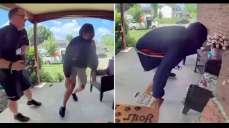 Package taken from doorstep moments after delivery by driver.