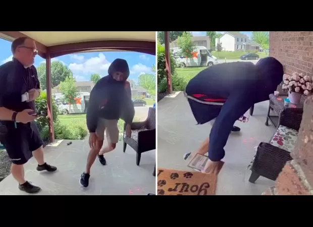 Package taken from doorstep moments after delivery by driver.