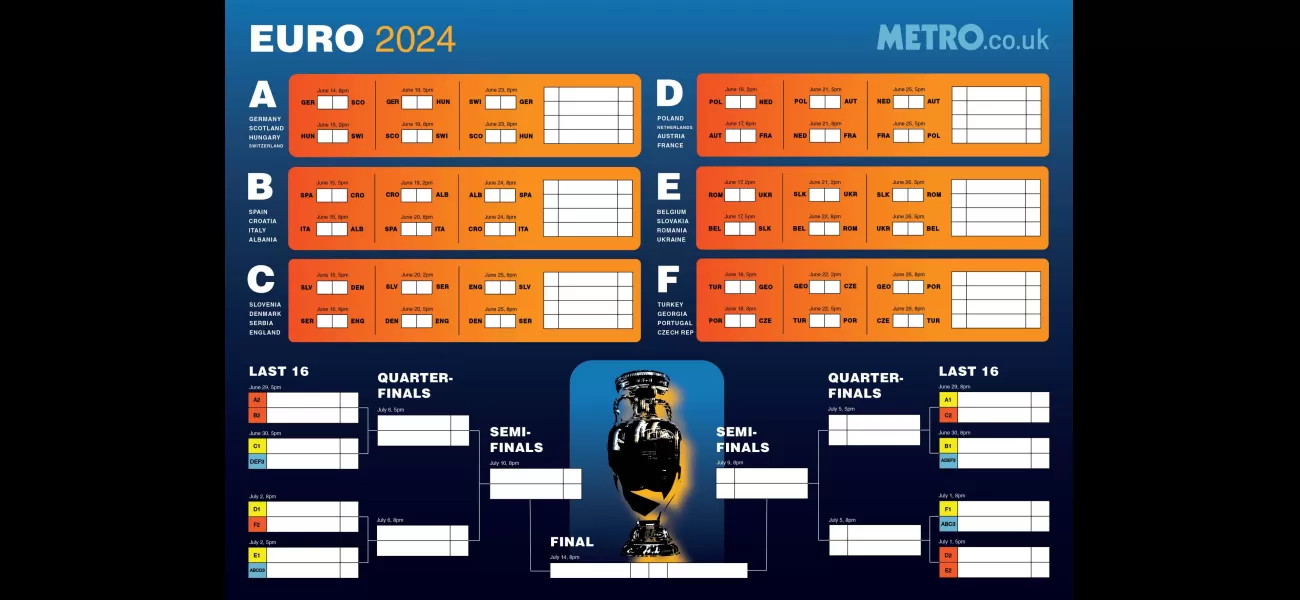 Get a free printable wallchart for Euro 2024 to prepare for the start of the tournament.