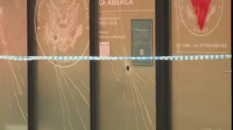 The US Consulate in Sydney was damaged and marked with pro-Palestine messages using a sledgehammer.