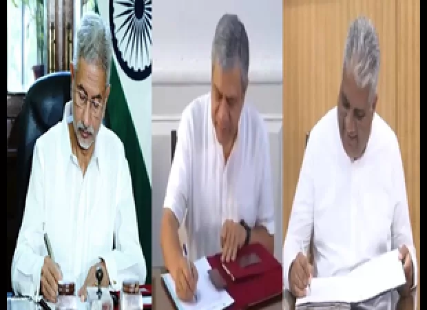 New ministers S Jaishankar, Ashwini Vaishnaw, and Bhupender Yadav assume their duties in their respective ministries.