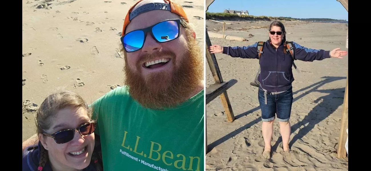 Husband watches as wife disappears into quicksand during beach walk.