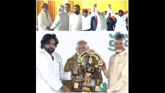 Celebrities like Rajinikanth and Chiranjeevi attended the swearing-in ceremony of Chandrababu Naidu.