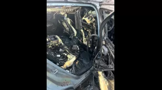 Sydney firefighter hurt by hybrid car catching fire on street.