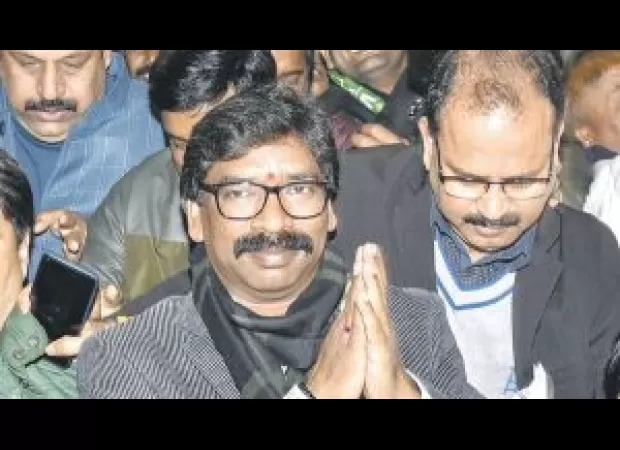 ED arrests Hemant Soren in money laundering case.