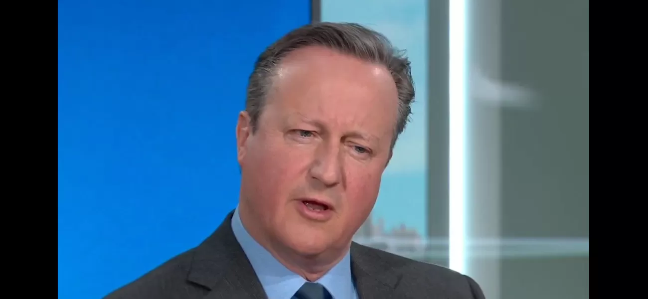 David Cameron surprises audience by quoting viral joke from Gino D'Acampo, creating a surreal moment.