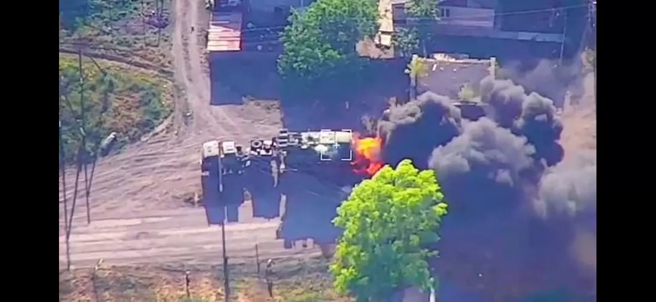Expensive Russian military equipment destroyed by kamikaze drone attack.
