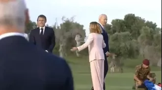 Italian Prime Minister had to stop Joe Biden from straying at G7 meeting.