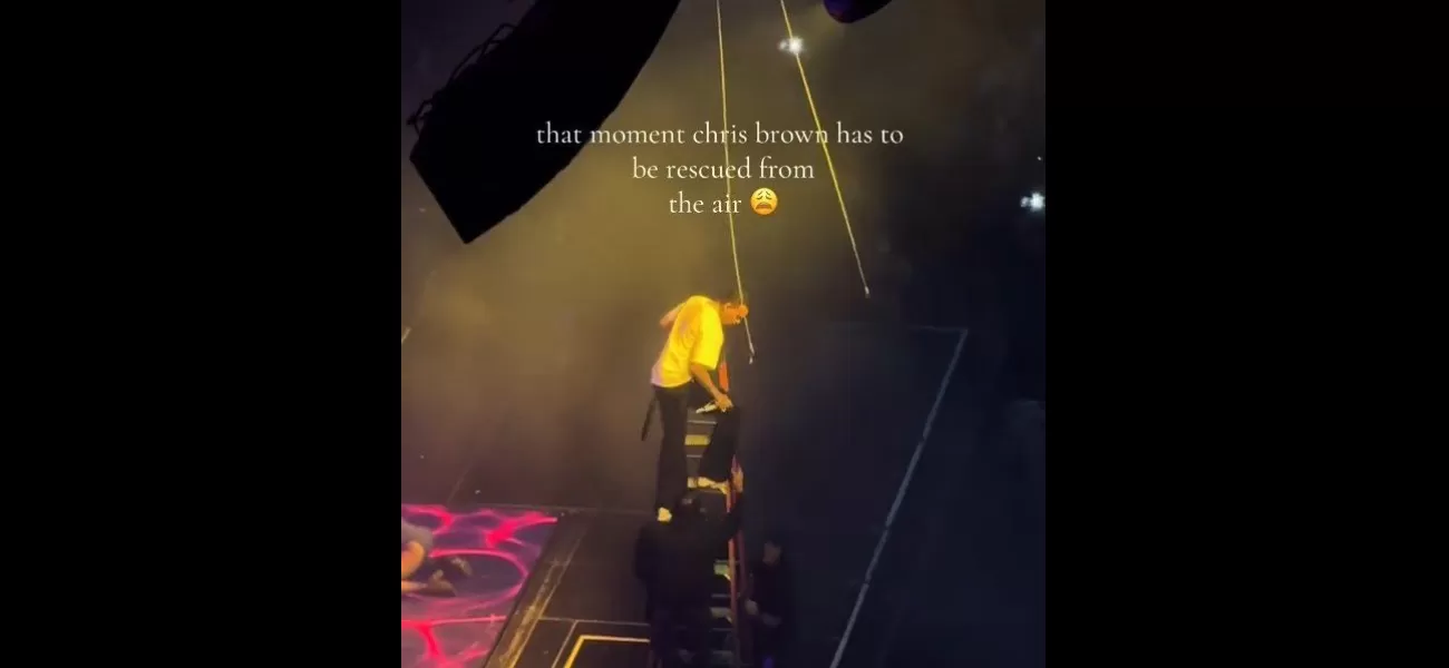 Chris Brown has an outburst onstage when he becomes stuck in the air during a performance.