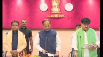 Ranendra Pratap Swain sworn in as Pro-tem Speaker of Odisha Assembly.