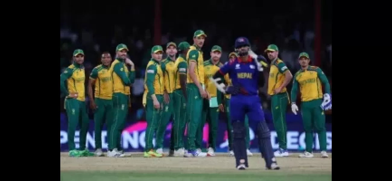 South Africa narrowly beats Nepal in the T20 World Cup.