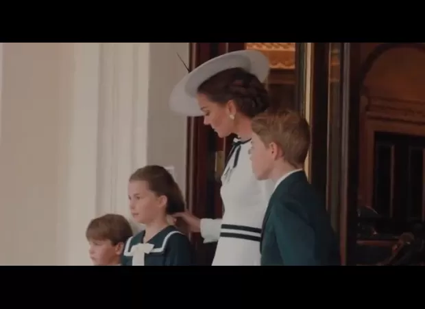 Kate and Charlotte share a sweet moment in behind-the-scenes video of Trooping the Colour.
