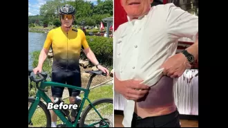 Celebrity chef Gordon Ramsay shares injury from bike accident, grateful to be alive.