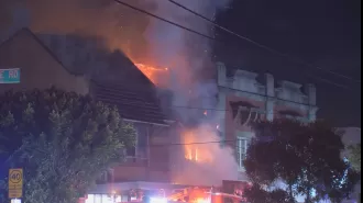 Firefighters fight fire at a Melbourne fish and chip store.