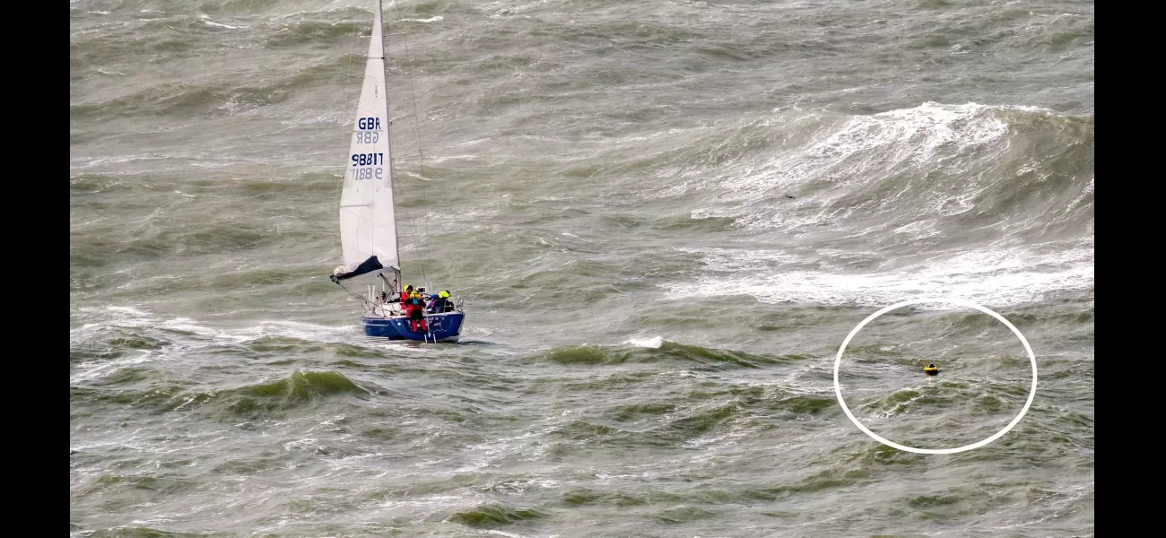 Two boats collided and a sailor was thrown into the water in a terrifying accident.